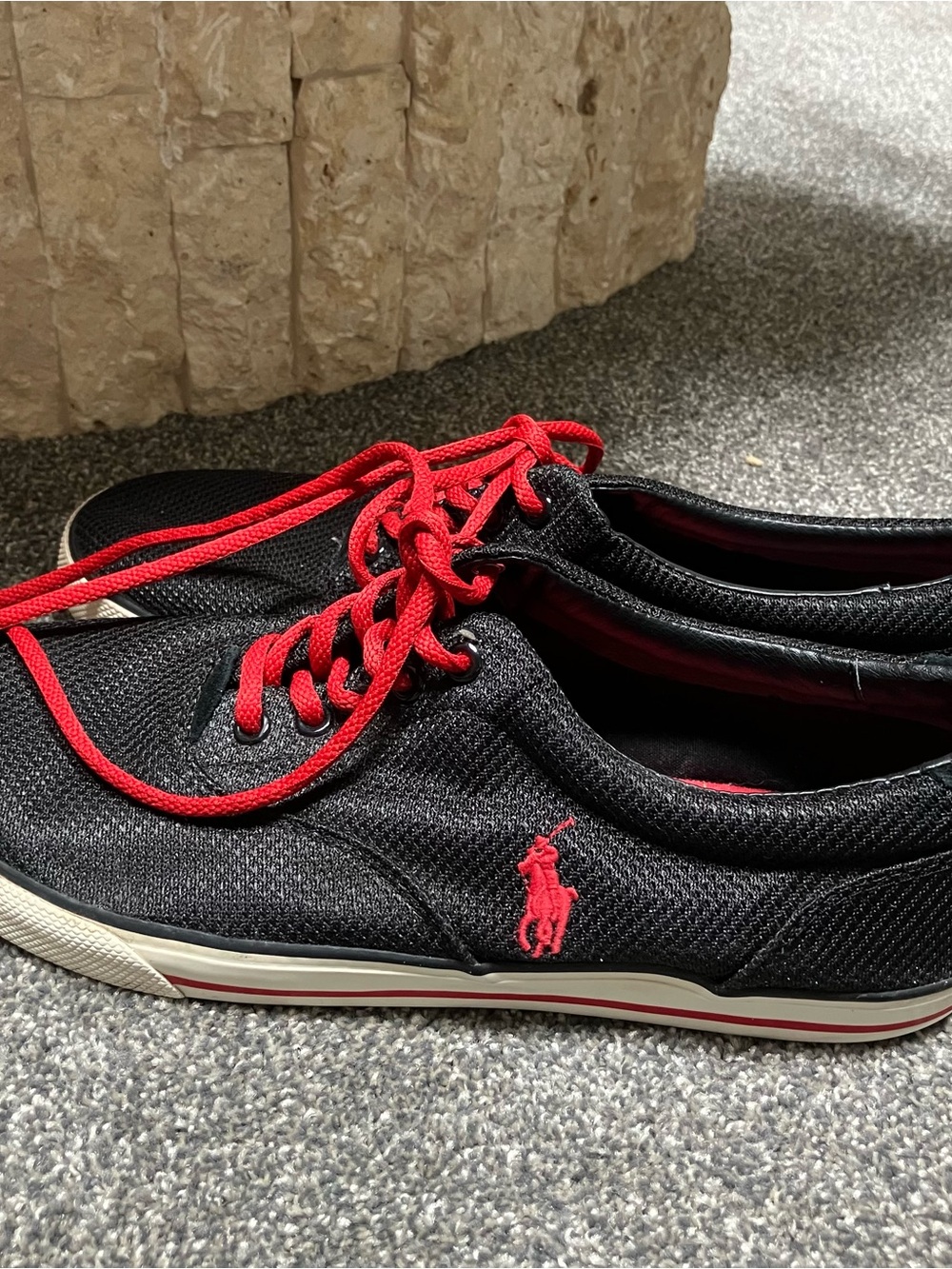 Polo Ralph Lauren Men’s Vaughn Black Red Sneakers Shoes Size 11.5 11.5D